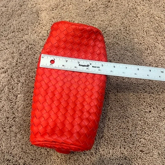 NWT new Anthropologie woven shoulder bag red faux leather zipper purse - Picture 7 of 14